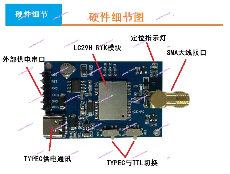 

High Precision RTK Base Station Board Dual Frequency L1/L5 Positioning Module Output RTCM Data LC29H Positioning