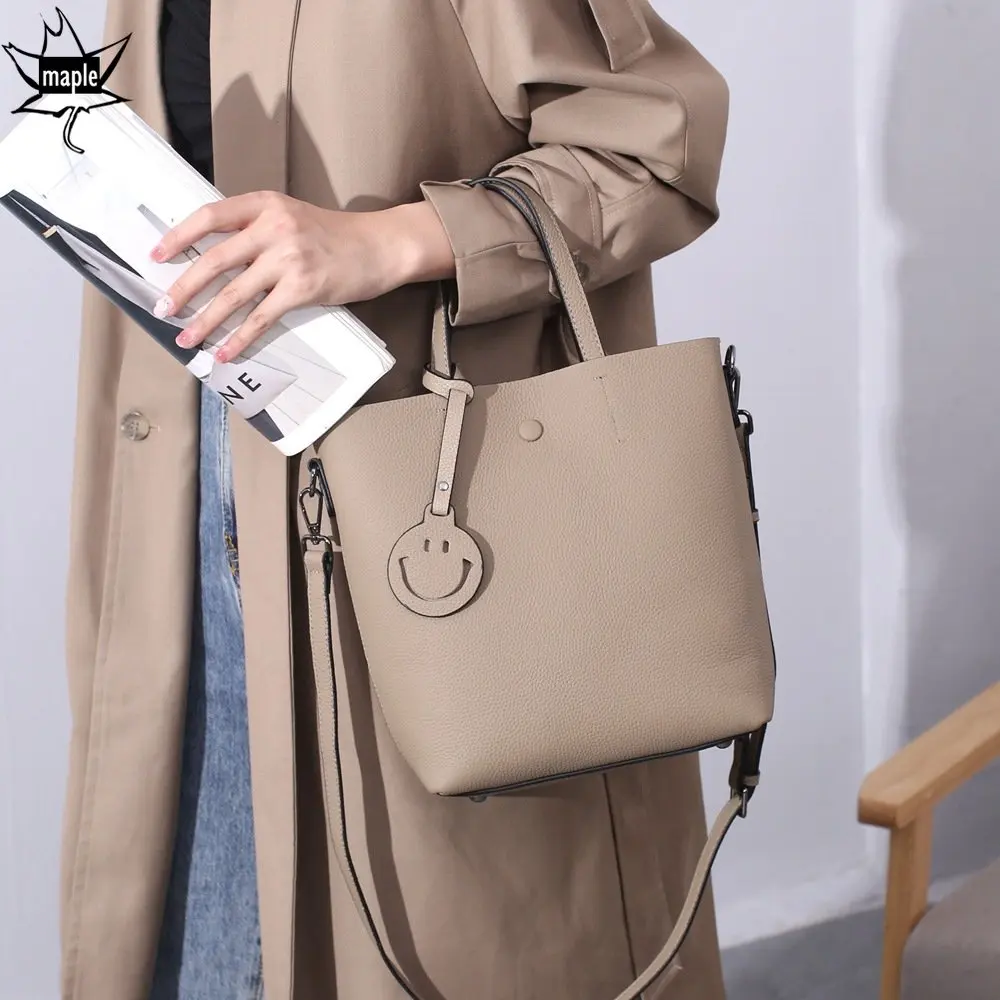 Solid Color Togo Cow Leather Female Handbags Fashion Large Capacity Lady Shoulder Bag Classic Bucket Tote for Women Hot Sale