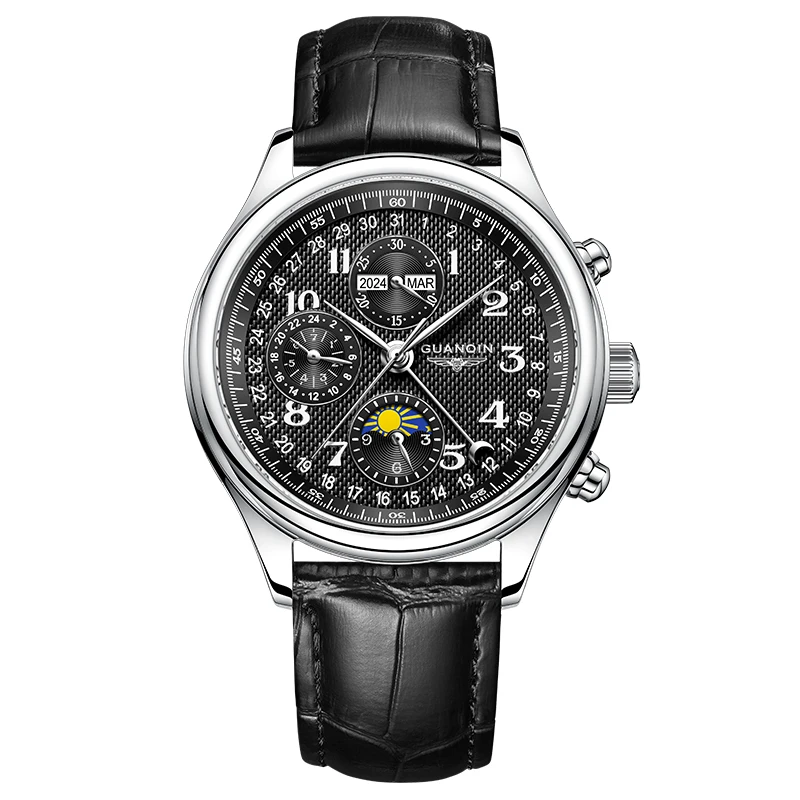GUANQIN Men's Watches Automatic Mechanical Watches Swiss Quality Business Fashionable Multi-functional Waterproof Wristwatches