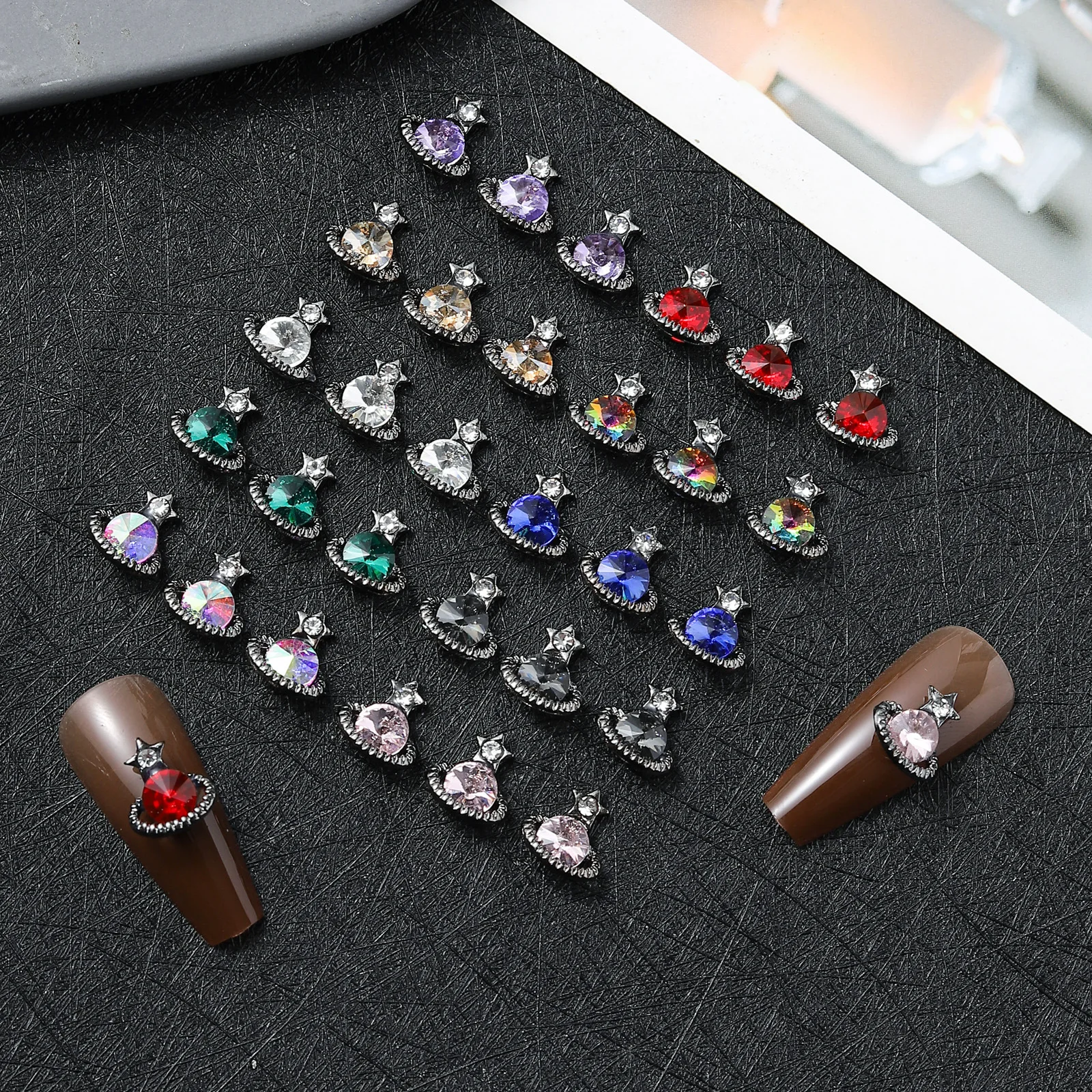 5pcs miniso alloy drill cartoon nail charms for diy nail making cute mini resin flatback nail art decoreation