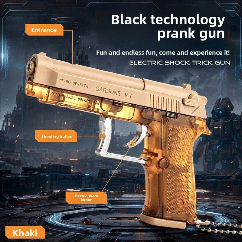 Electric Shock Prank Pistol Multifunctional Bullet Launcher Spoof Shooting Gun Model Gun Decompression Artifact Backpack Pendant