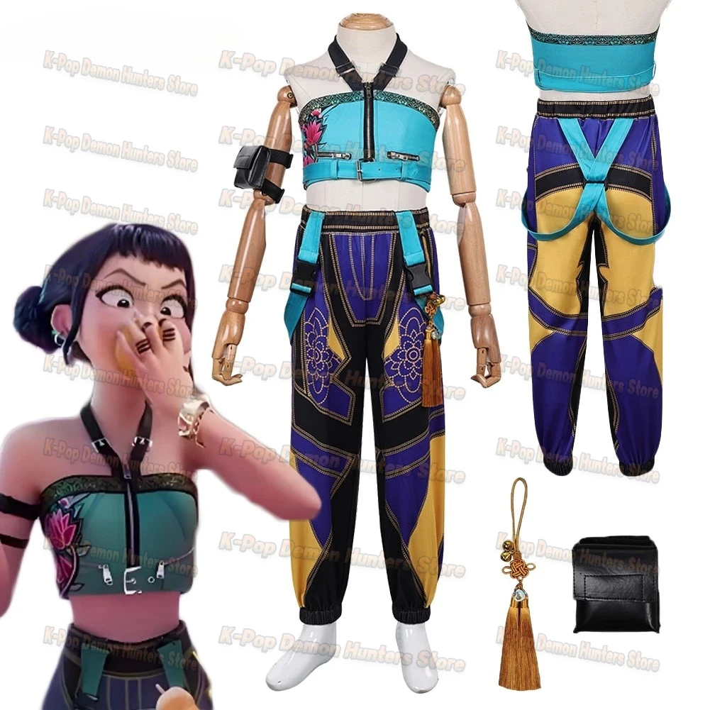 

Детский костюм для косплея Zoey, костюм охотника на демонов, топ, брюки, детская одежда, наряды для вечеринки, маскировка, карнавальный костюм на Хэллоуин, подарок