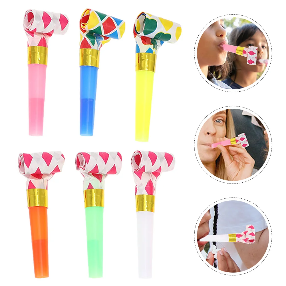 20 Pcs Blow Roll Musical Blowout Funny Party Blowouts PVC Birthday Horns Whistle Creative Dragon Noisemakers Cheerleading Props