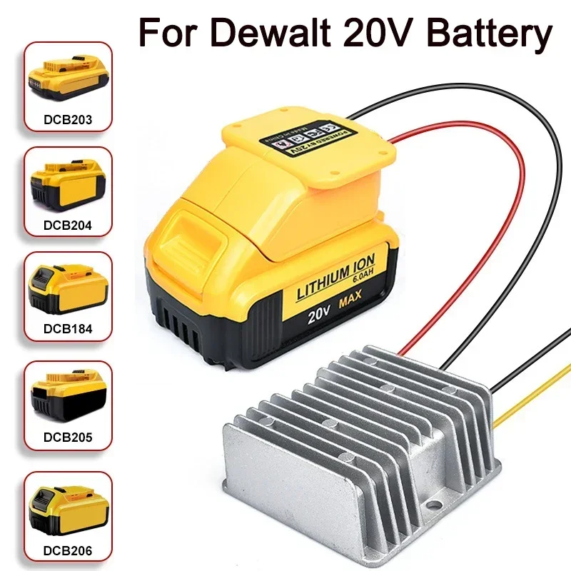 

For Dewalt 18V20V Li-ion Battery Step Down Adapter DC 20V to DC 12V 15A 180W Voltage Regulator Converter Power Wheel Buck Boost
