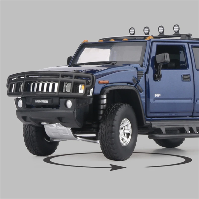 1:32 HUMMER H2 Alloy Car Model Diecasts Metal Toys Off-road Vehicles Small Scale Model Simulation Sound Light Collectible Gifts