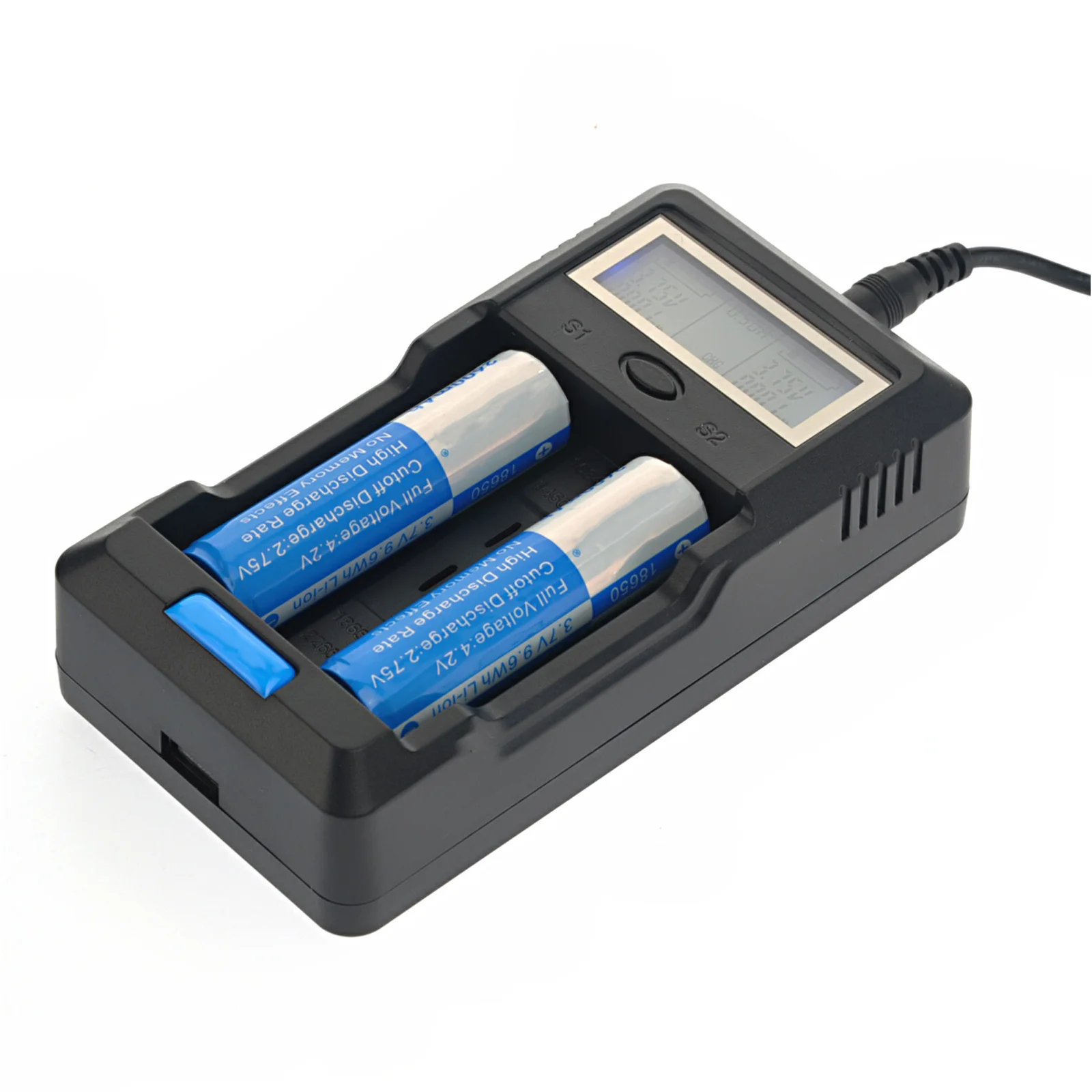 Foxnovo F-2 Li-Ion LCD de 2 slots - Alerta de som de saída USB portátil inteligente Power Bank