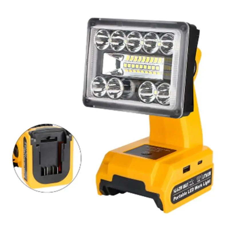 A98E-For 14.4-20V LED Portable Work Light 9W 1000LM Emergency LED Flood Light Wireless LED Job Site Lamp For Car Repairin