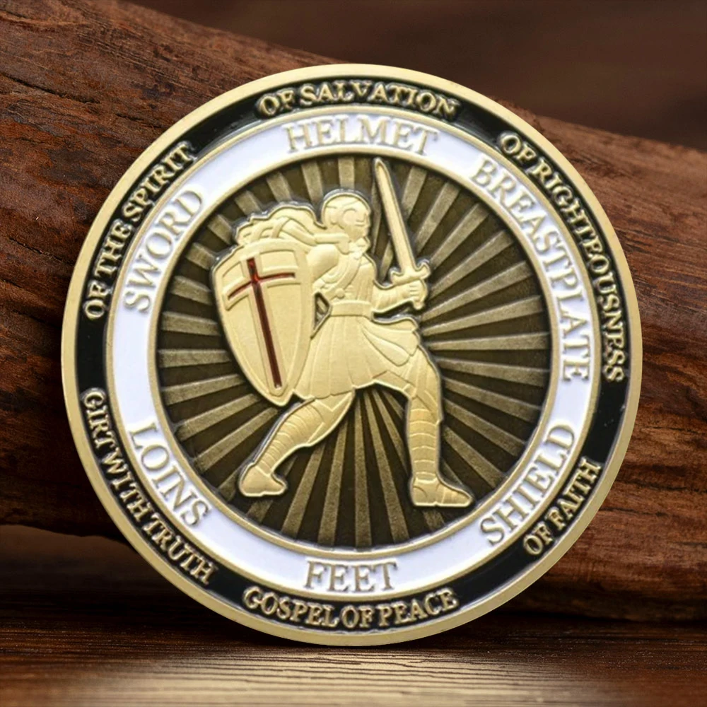 Put on The Full Armor of God Ephesians Souvenir Coin Gold Plated Defend The Faith Commemorative Coin