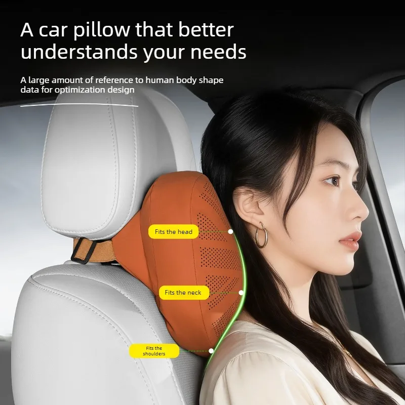 Leather Car Neck Pillow Waist Pillow Universal Car Seat Pillow Set Auto Accessories Interior Car Headrest and Lumbar Support Set 4