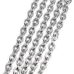 5Yards Stainless Steel Round Cross Chains Bulk Necklace Link Chain For DIY Jewelry Findings Making Materials Handmade Supplies