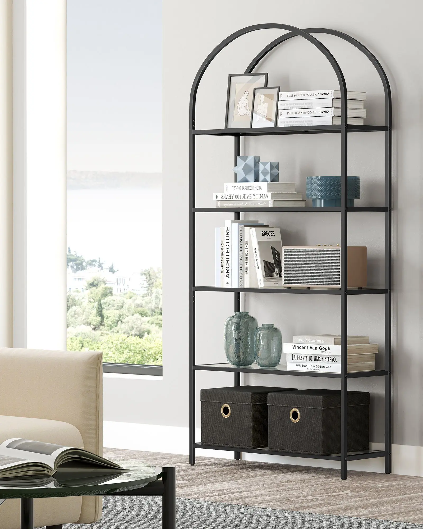 VASAGLE 1-liter bookshelf with 5 levels, height 183.5 cm