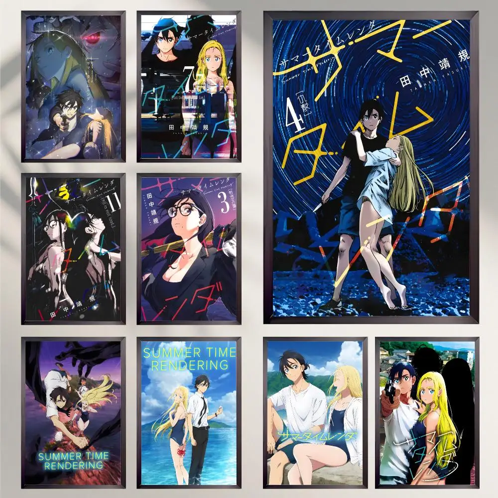 anime Summer Time Rendering Poster Poster HD Self-Adhesive Art Print Waterproof Wall Decor for Bedroom Living Room Decor Gift