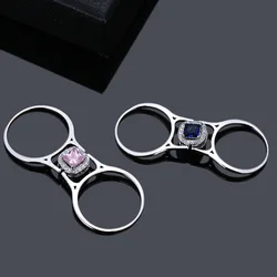 Fashion Jewelry Women Free Rotation White Zircon Wedding Engagement Ring Set