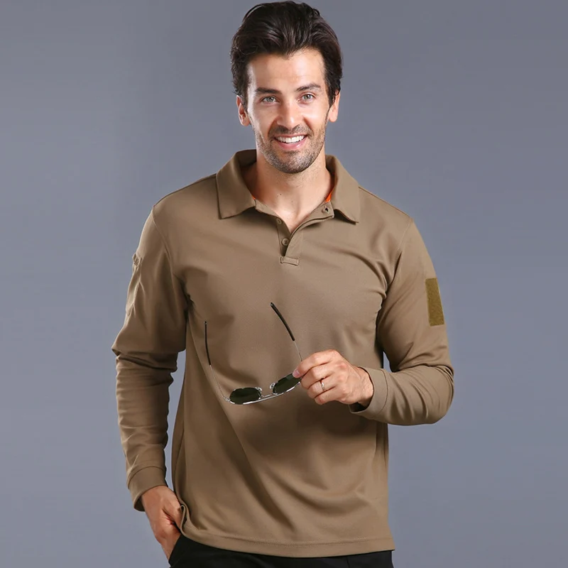 Men Long Sleeve T-Shirt Solid Color Spring Casual Quick Dry Long Sleeve Mens T-shirts Elastic Outdoor Training Hiking T-shirts