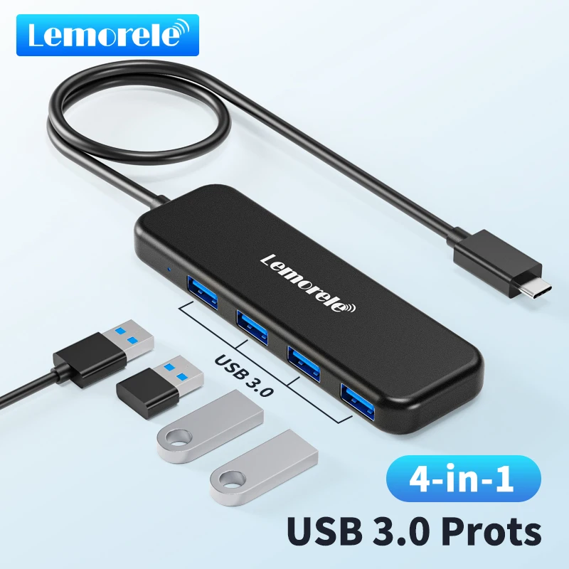 Lemorele USB 3.0 HUB 4 in 1 Type C Adapter 4 Ports Slot USB C Hub USB Hub 3.0 High Speed For Laptop Windows Mac