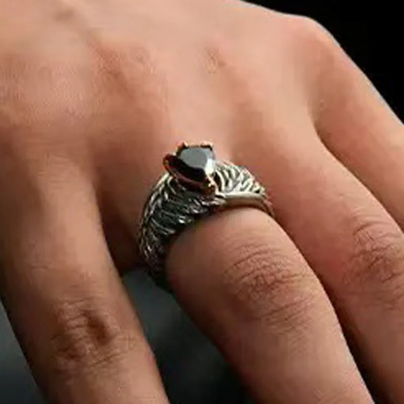 

925 Sterling Silver Stackable Ring Black Zircon Eagle Adjustable Rings For Women Luxury Jewelry Accessories Jewellery Money 925