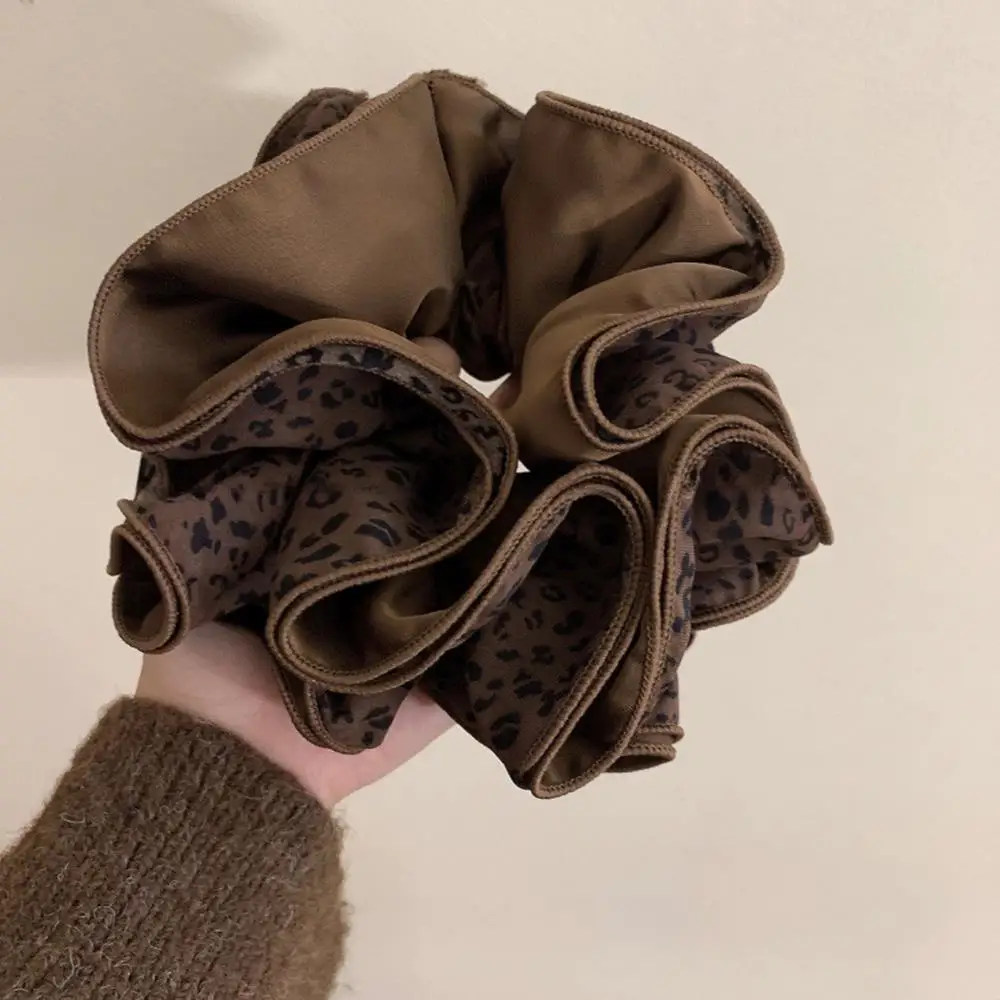 

Резинка для волос с леопардовым принтом, большой размер, веревка для волос с рюшами, резинки для волос кофейного цвета в стиле ретро, осенне-зимние повязки на голову, аксессуары для волос