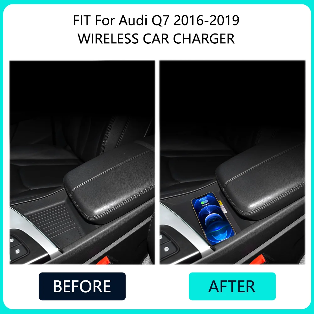 Car wireless charging For Audi Q7 2016 2017 2018 2019 LHD phone charger mobile holder fast charge Accessories interior para Auto