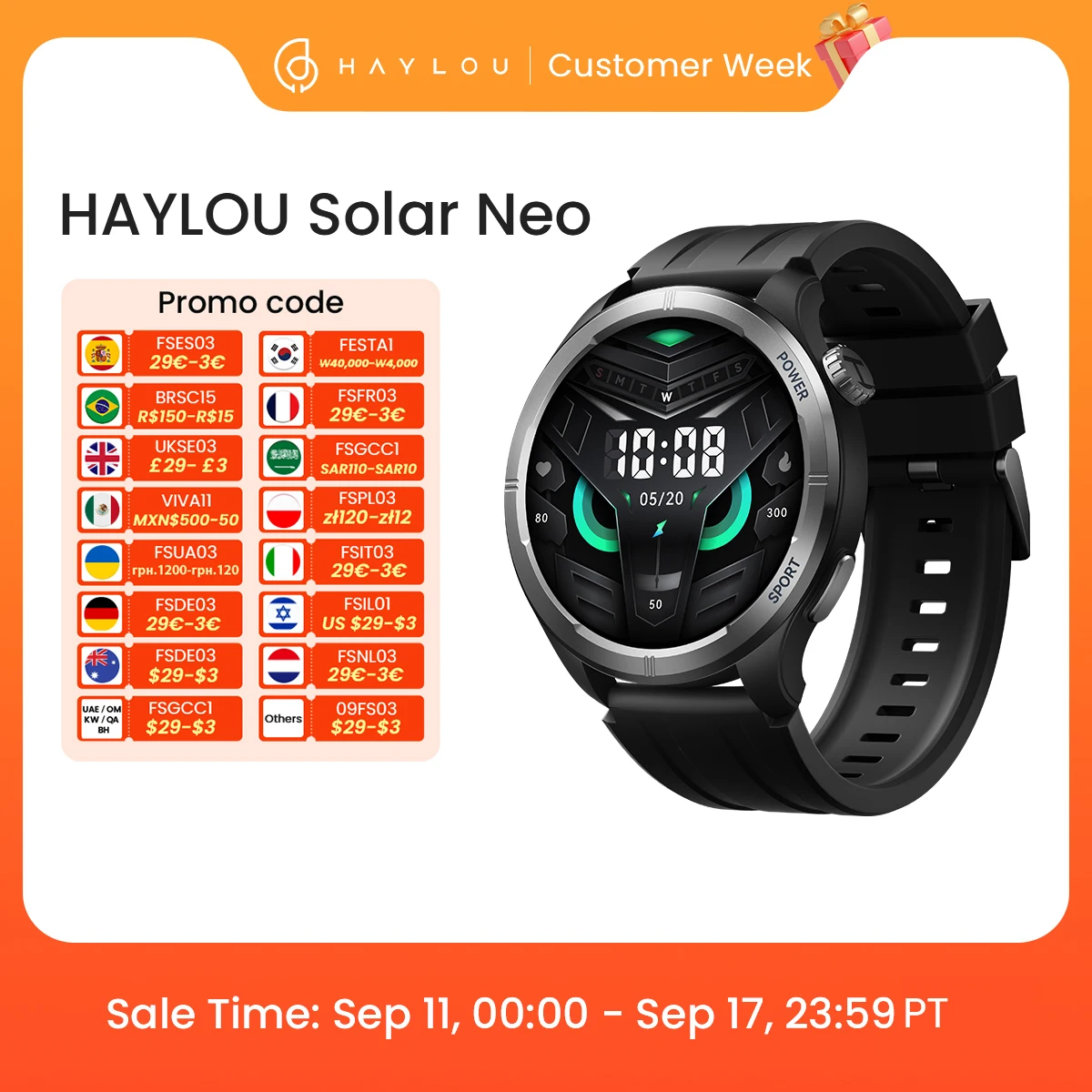 HAYLOU Solar Neo Smart Watch 1.53'' HD Display Bluetooth Call 24H Health Monitoring Smartwatchs Men Women Smart Sport Watchs