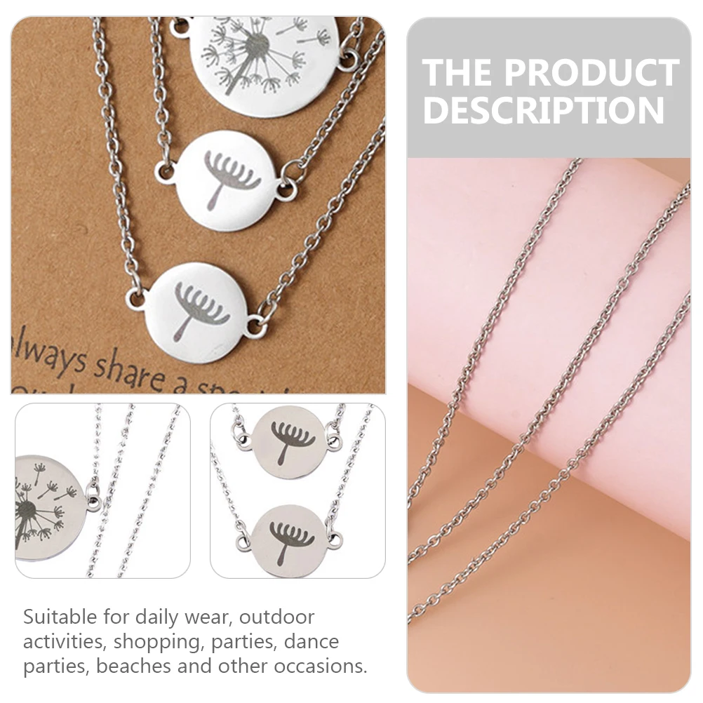 Collar de tarjeta de bendición de 3 uds., colgante de diente de león de acero inoxidable, regalo del día de la madre, joyería elegante para mujer, colgante para el cuello