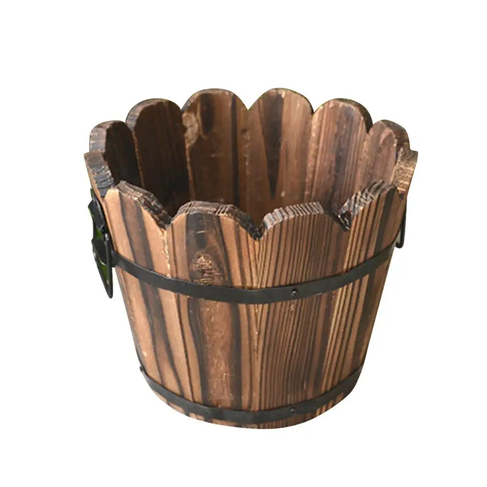 

Solid Wood Flowerpot Small Size Barrel Pot Planters Desktop Decor Eco Friendly Planter Succulents Container Wall Vase