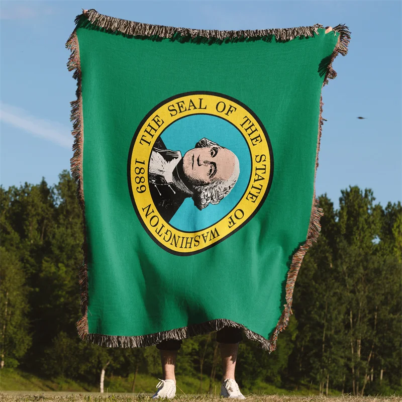 Aertemisi Washington United States of America Jacquard Fringed Woven Throw Blanket