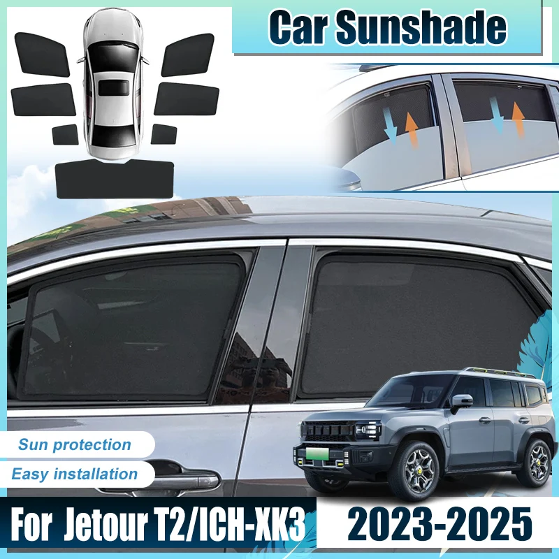 

For Jetour T2 Accessories 5 Seats ICH-XK3 2023 2024 2025 Car Front Rear Window Sun Shades Cover Anti UV Visors Heat Accesorios