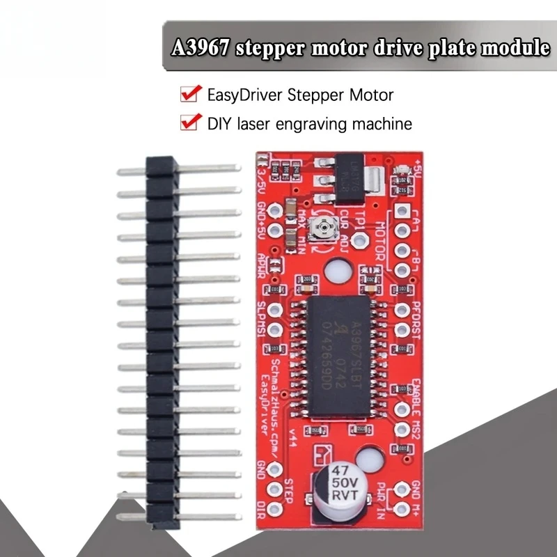 Placas de controlador de Motor paso a paso A3967, módulo de controlador de Motor paso a paso con escudo de controlador fácil para pieza de montaje eléctrico Arduino