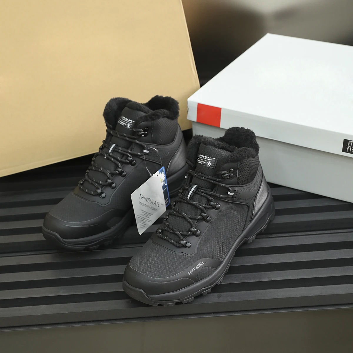 

Outdoor Tactical Boots Men's Hiking Boot Warm Anti-slip Shock Absorption Fleece Lined Casual Short Boot Winter Snow Boot