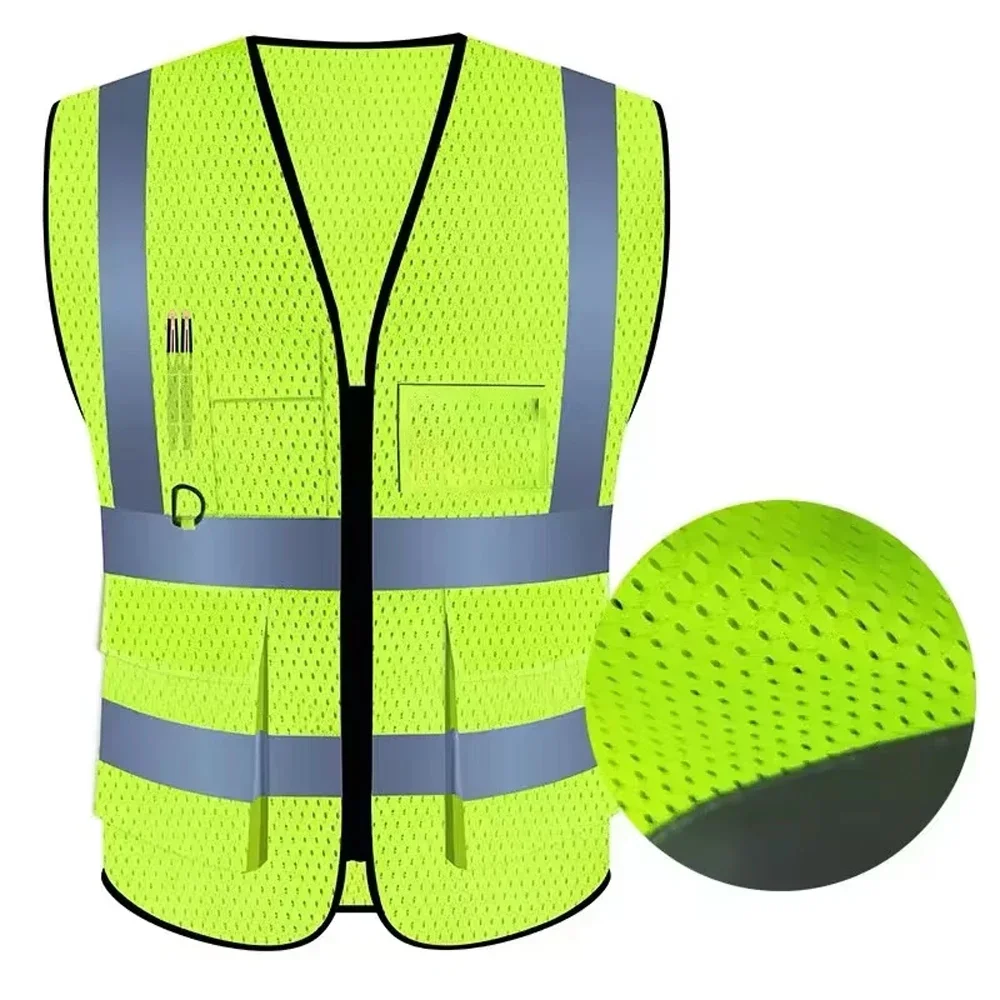 Summer Mesh Safety Vest Hi Vis Construction Workwear for Men Woman Breathable Volunteer Uniform Custom LOGO Vest