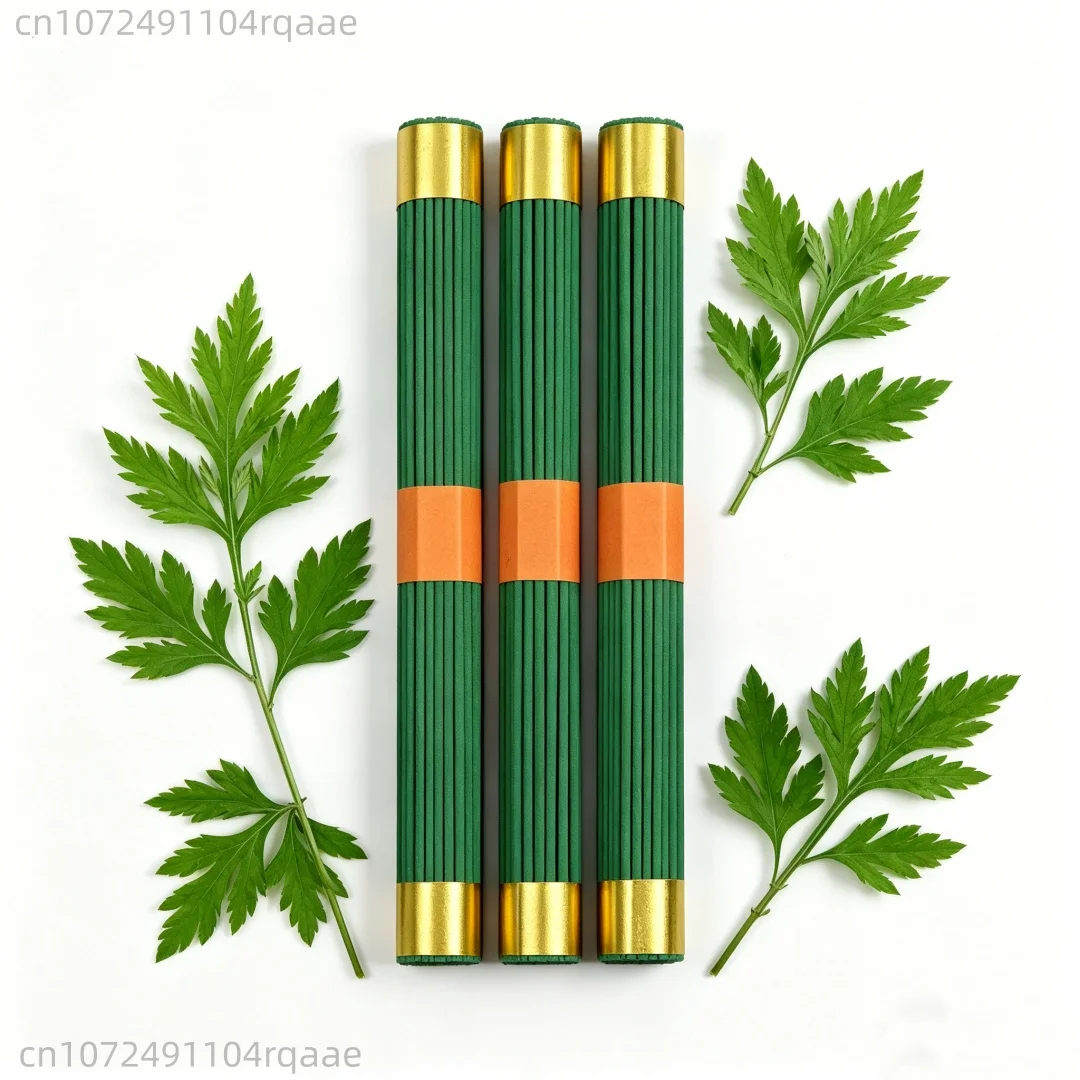 Pure Natural Incense Sticks Sandalwood & Artemisia 27cm No Wood Core Low Smoke, Green for Meditation Yoga Focus Home - 91/24 Pcs
