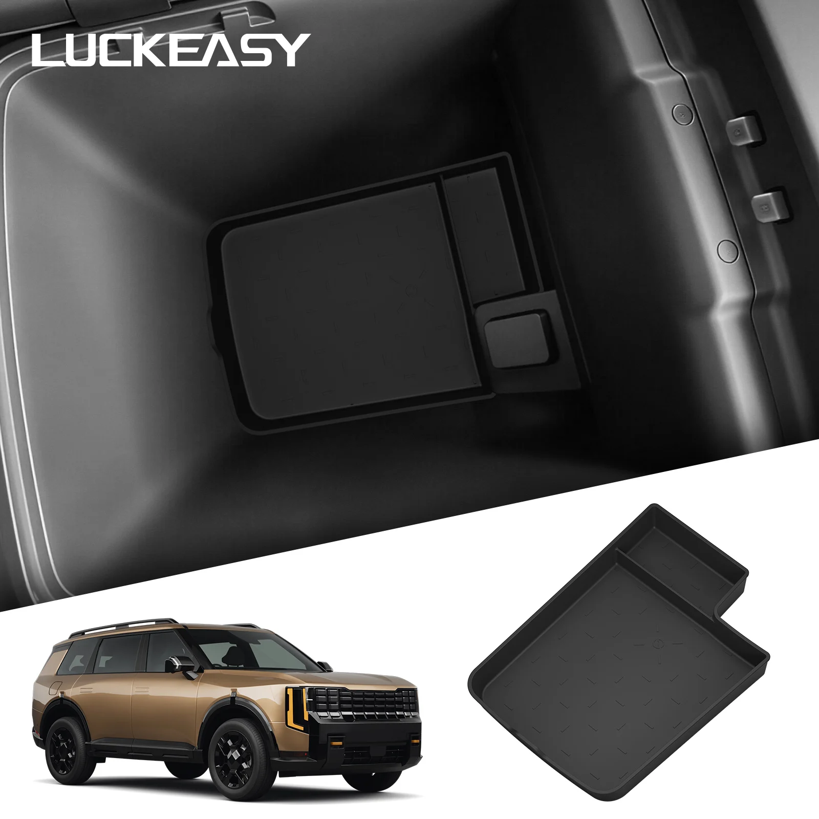 LUCKEASY für Kia Telluride 2027 Basisausstattung Auto-Aufbewahrungsbox Zubehör Mittelkonsole Armlehnenbox Bodenbox Aufbewahrungskoffer Ablage