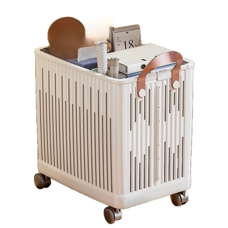 

LTT under the table storage basket schoolbag floor rack folding trolley with wheels