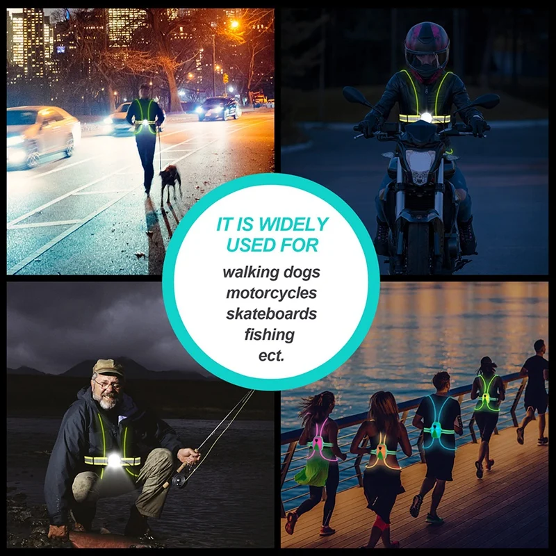 LED Reflective Running Vest,Multicolor Lights USB Rechargeable Reflective Gear For Men/Women Running Walking Cycling