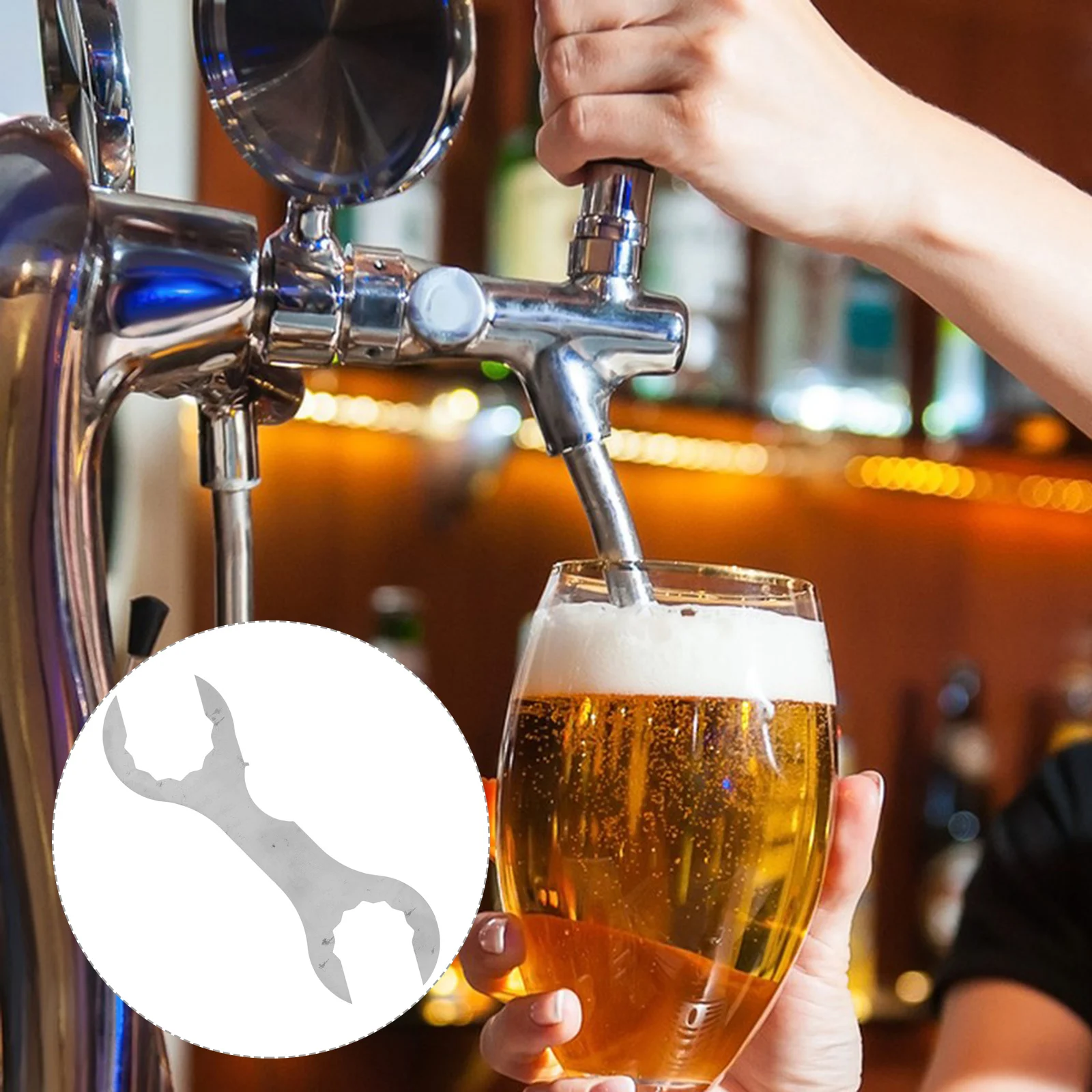 

Stainless Steel Multi-Function Tool Tap Portable Metal Convenient Faucet Spanner For Draft Bucket Beer Tower