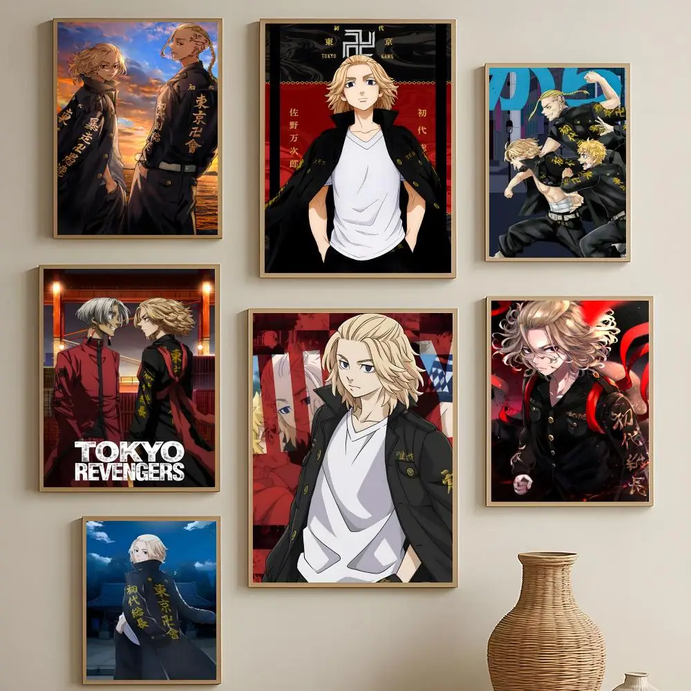 Action-Anime-Poster „Tokyo Revengers“, HD, selbstklebende, wasserfeste Wandkunst, einfach anzubringen, Dekoration für mehrere Szenen