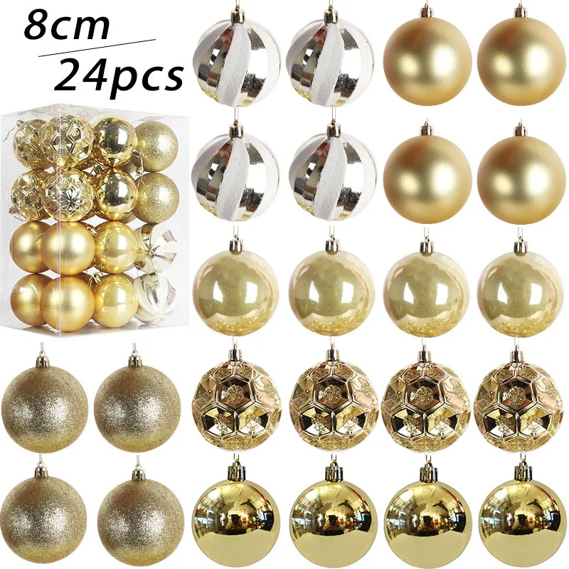 Neue 24 teile/los 8 cm Farbe Dekoration Ball Weihnachten Baum Hängen Ornamente Glänzende Flitter Ball Für Home House Bar party Decor – Detail 16