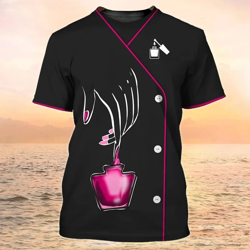 1 Piece Custom Your Picture New Manicurist Print T-Shirt 3D Men/Women Nail Salon Makeup Artist Tshirts Fashion Personality Short