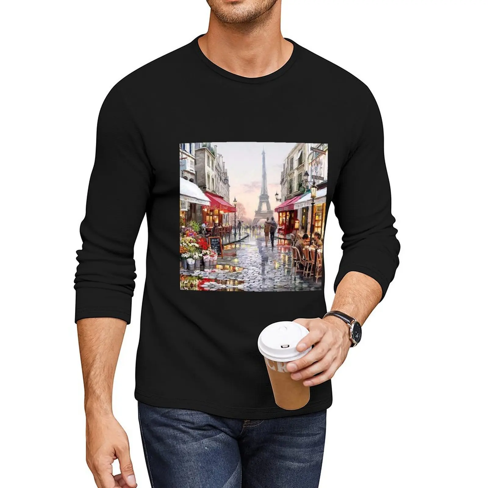 

Paris Landscape Long T-Shirt shirts graphic tees boys white t shirts tops plain t-shirt fitted t shirts for men