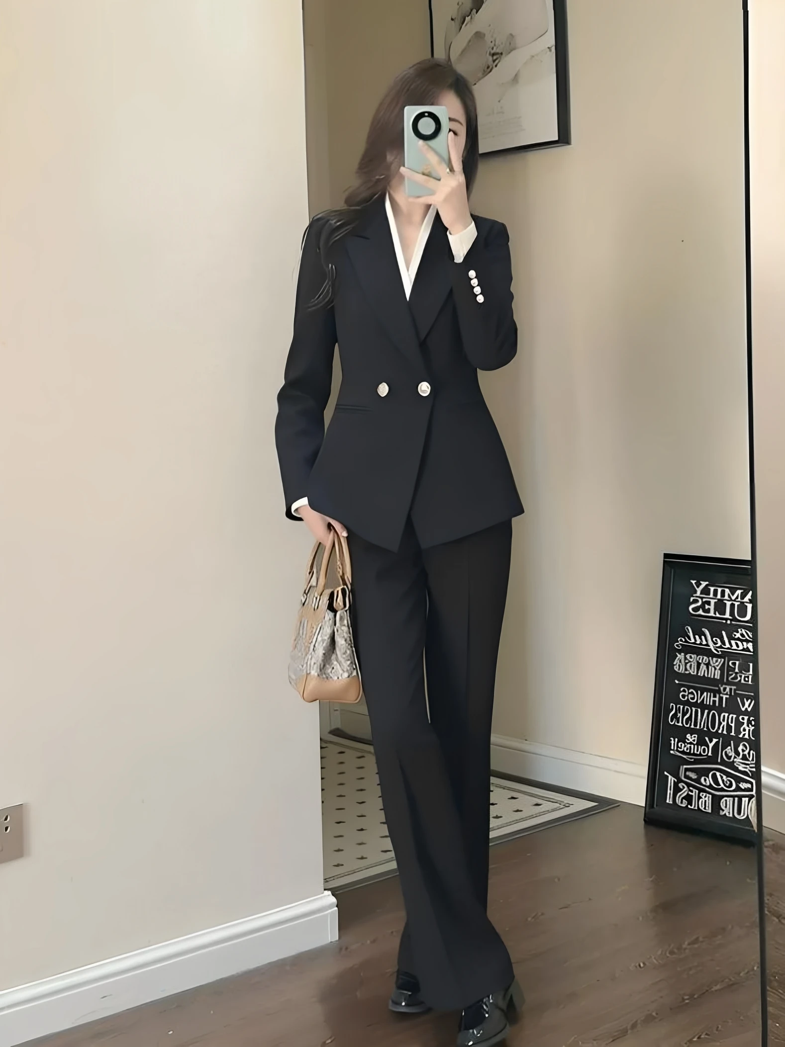 Black Career Women's Suit Set for College Students Postgraduate Examination Defense Interview Professional Elegant Outfit