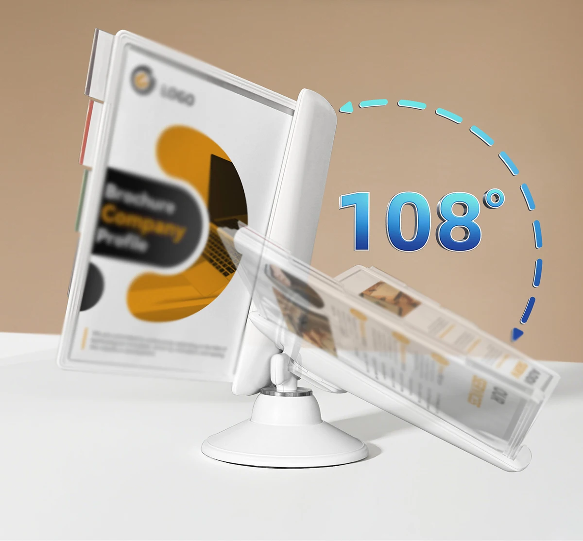 360° Rotating Desk File Organizer 10 Double-Sided Panels A4/Letter Heavy Duty Base 5-Color Borders Index Tabs Display Stand