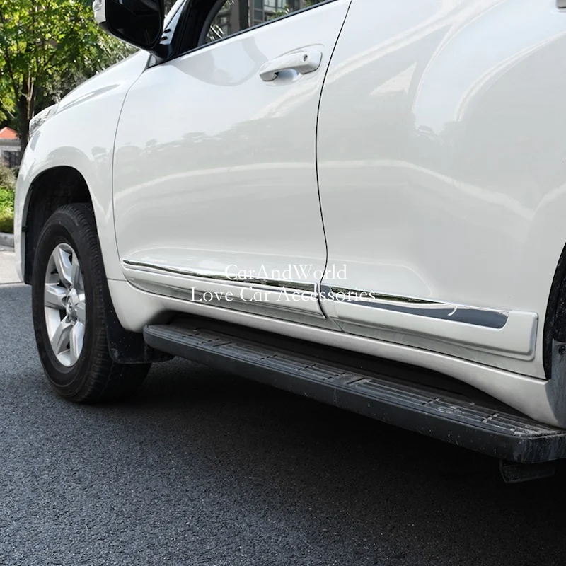 For Toyota Land Cruiser Prado FJ150 150 2010-2021 Side Door Body Molding Cover Strip Trim ABS Chrome Car-Styling Accessories