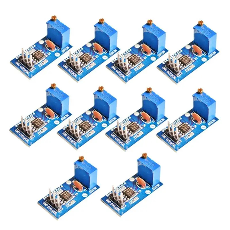 [B24B!】 Adjustable NE555 Module 10Pcs Pulse Frequency Duty Cycle Square/Rectangular Wave Signal Generator 5V-12V