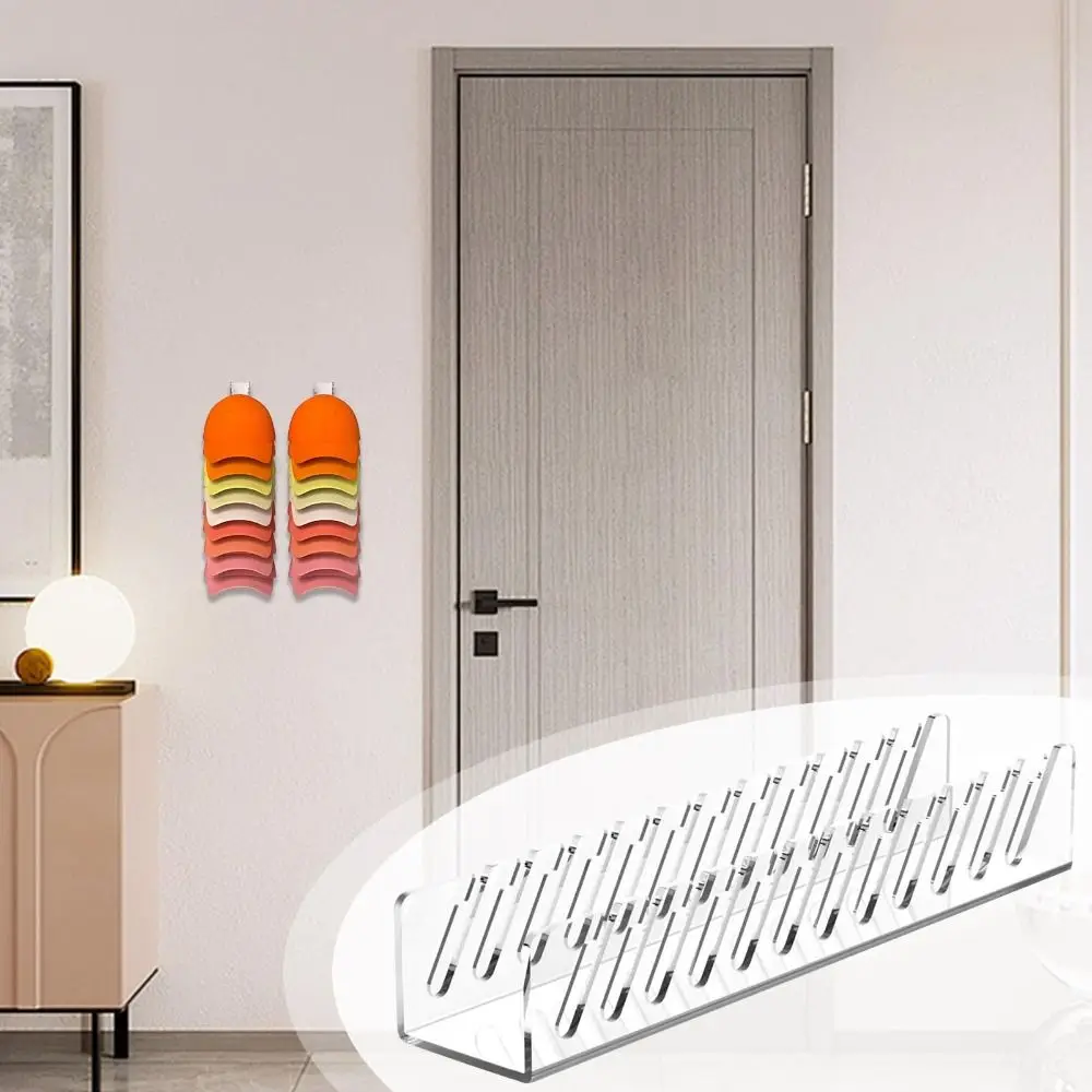 Strong Adhesive Hat Organizer Hold up to 24 Hats Acrylic Baseball Cap Organizer Plastic Space Saving Hat Rack for Door Closet