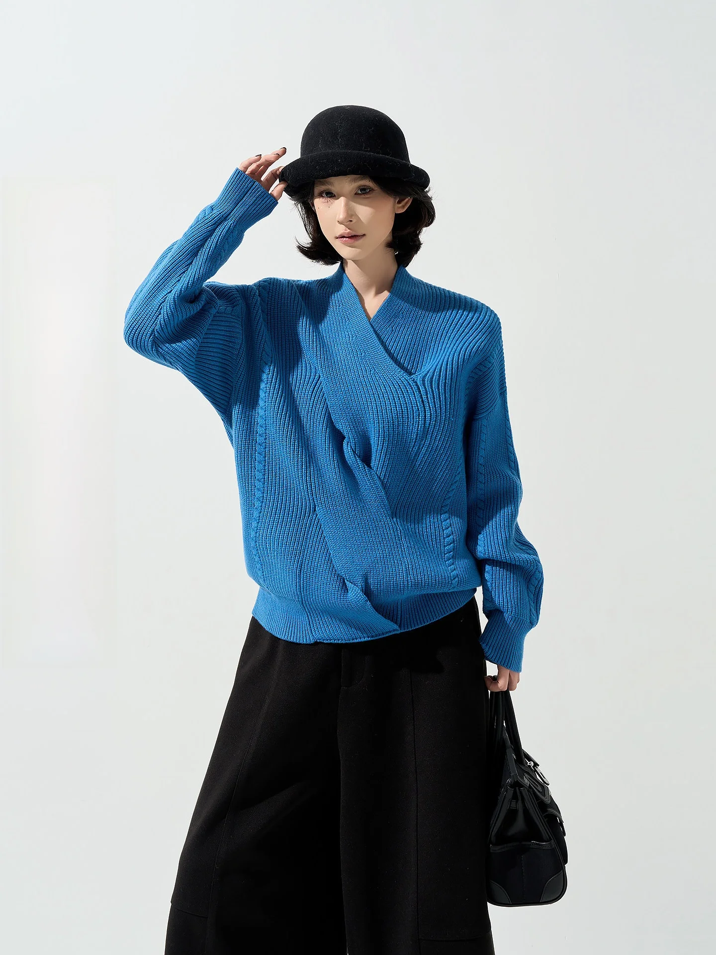 

Loose Long Sve V-Ne Knitted Sweater Women's Spring New Sle Korean Lazy Faion Overhead Top by Wu TongTong