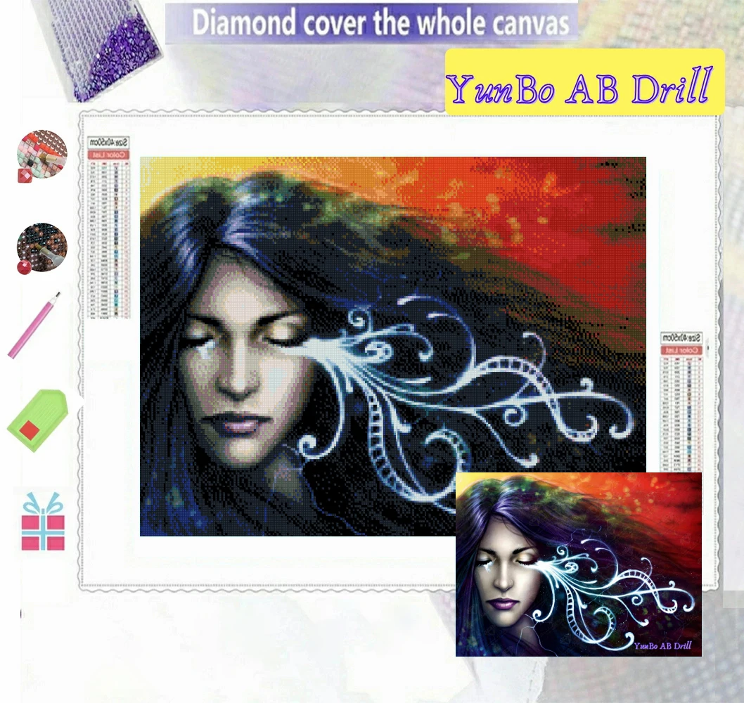 

Bittersweet Fantasy Girl Tear DIY AB Drill Diamond Painting Embroidery Cross Stitch Colourful Memories Art Handicraft Home Decor