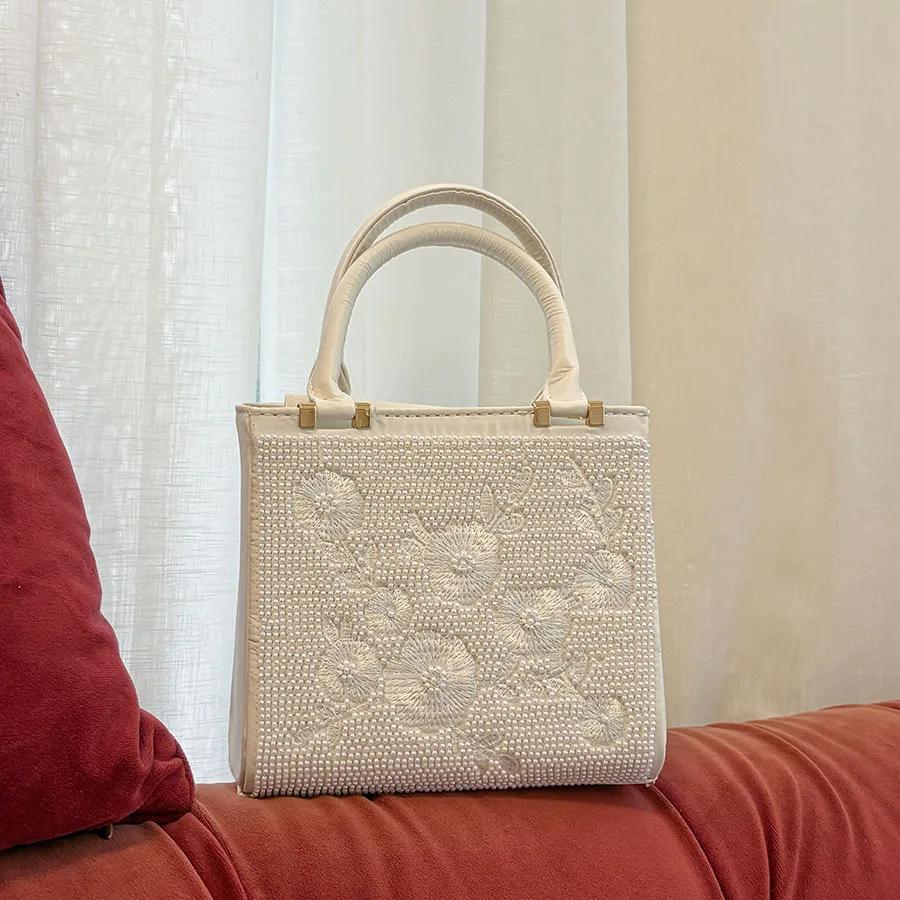 flower portable square bag fine pearl elegant flower clean and gentle wedding dress gentle and exquisite dinner bag