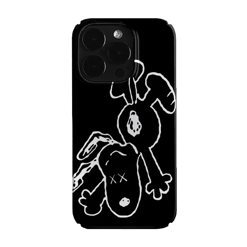 

Ins Black Line Dog Cartoon Phone Case for IPHONE 17 Air 16E 15 PROMAX 14 Plus 13 12 MINI 11 PRO 16Plus XR SE Acrylic Phone Cover