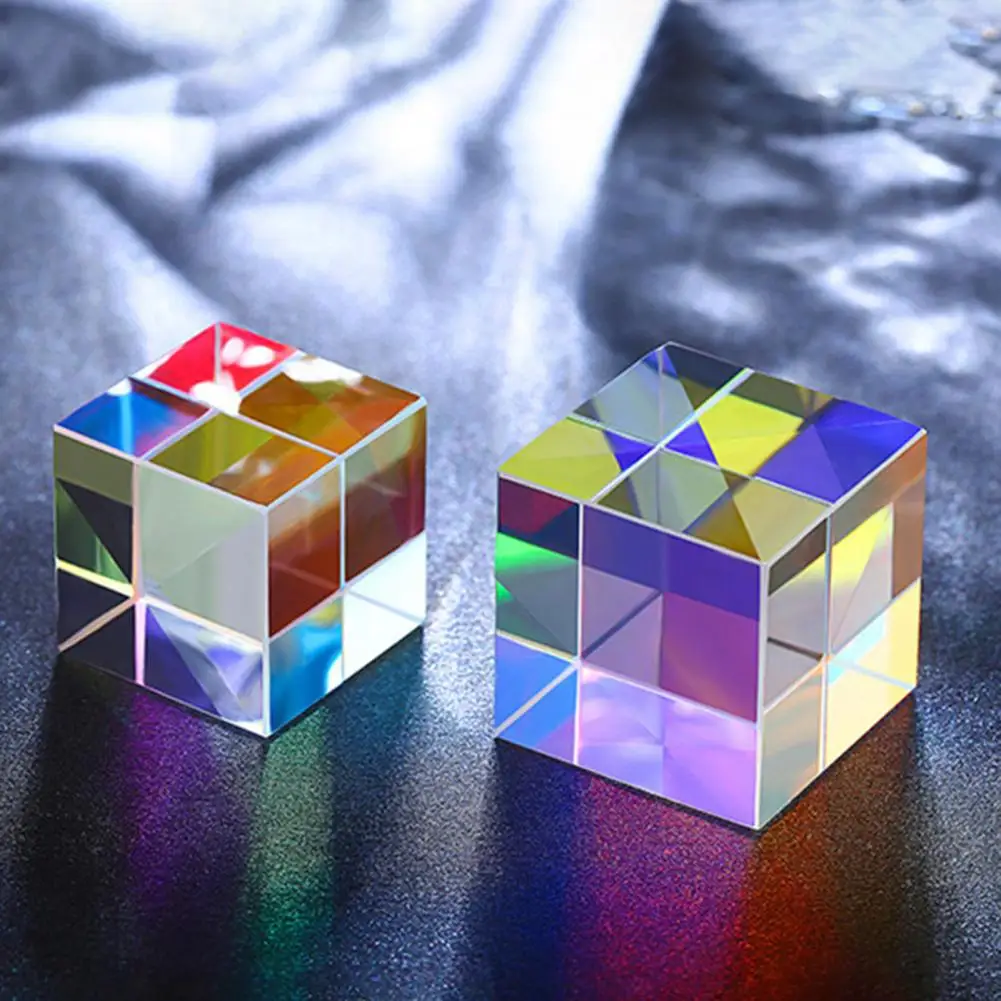 Rainbow Maker Optical Prism Suncatcher Science Cube Optical Prism Hexahedral Prism Home Decor Glass Cube Prisma Topografia