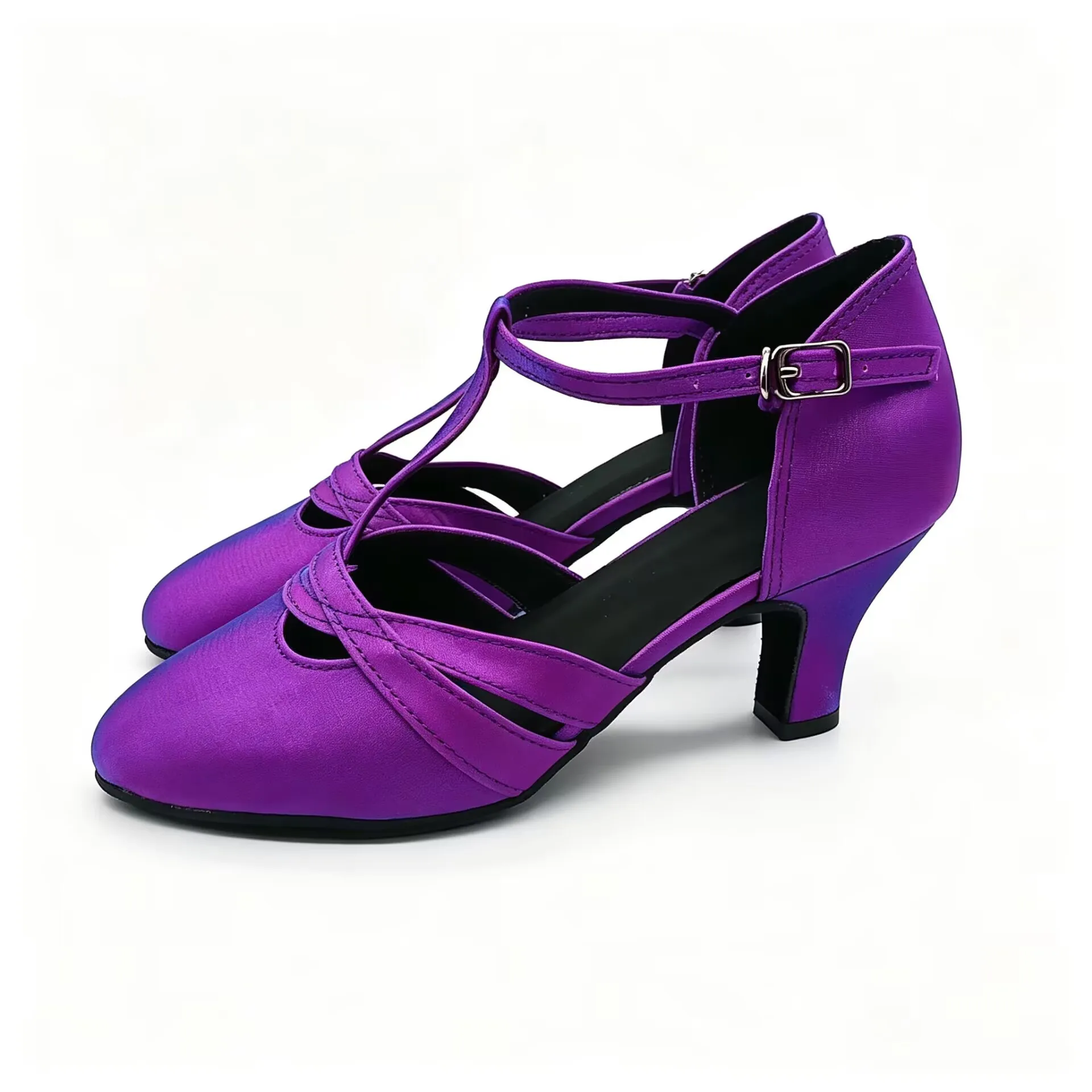 Nuevos Zapatos de Baile de Salón para Mujer con Tacón de 7 cm, para Práctica de Salsa Latina, Color Morado, para Bodas, Fiestas, Club, Baile Moderno
